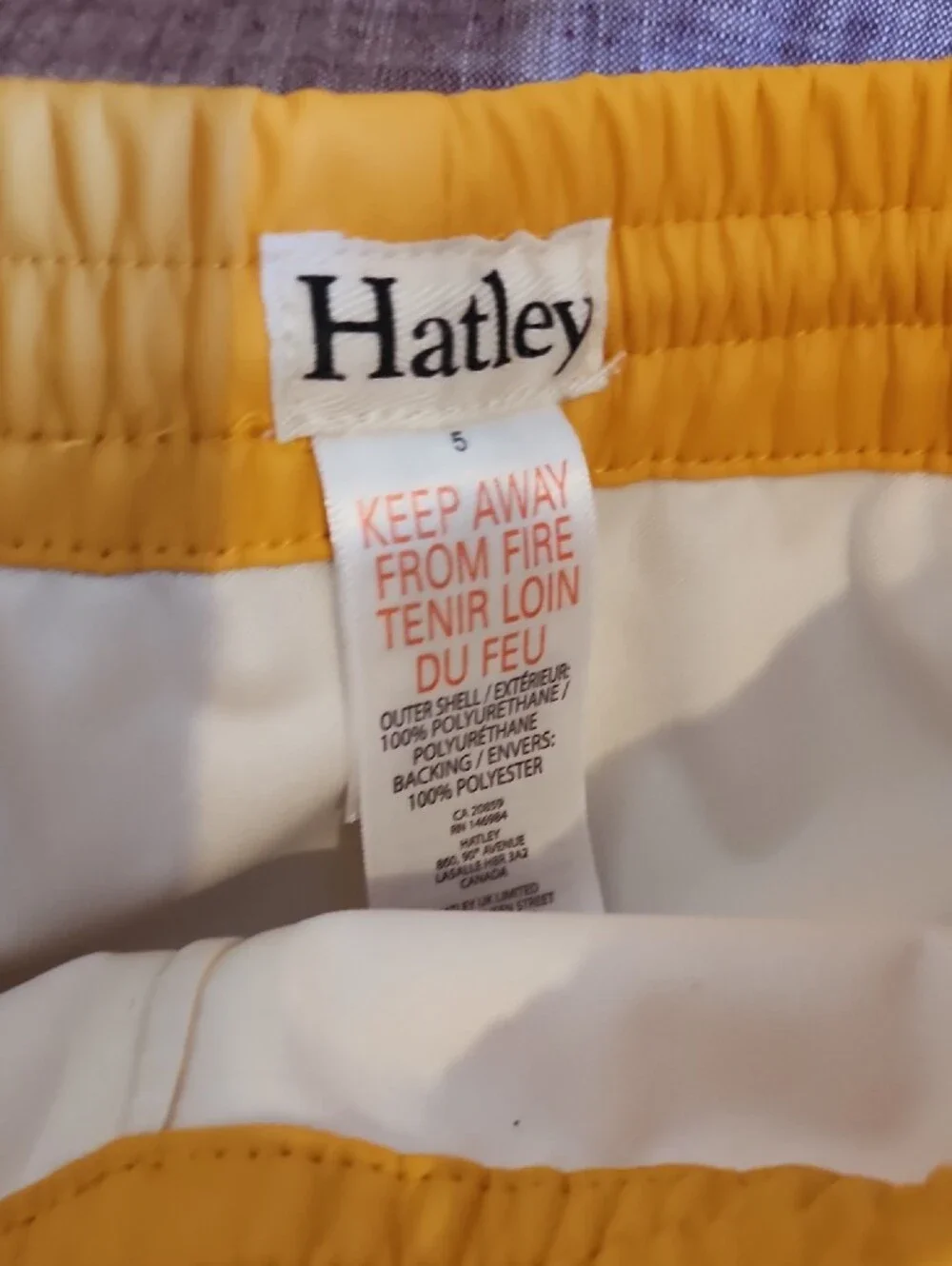 Hatley Yellow Jacket And Pants with Navy & White Striped Lining